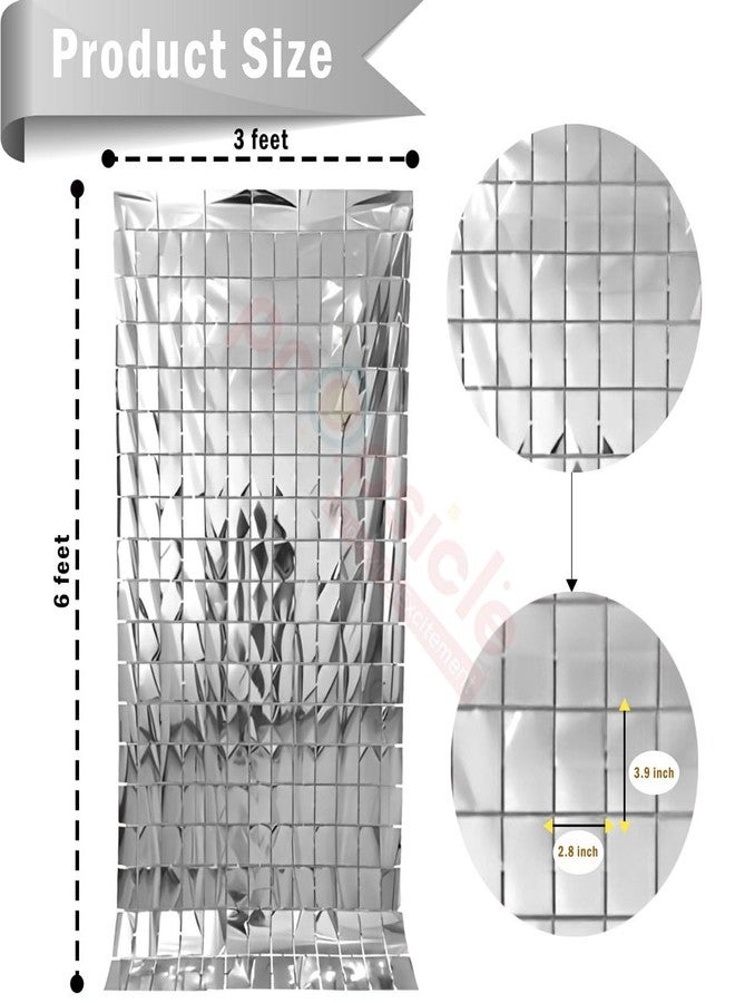 بروبسيكل ستائر بروبسكل الفضية المزينة بشراشيب، مقاس 3 أقدام × 6 أقدام، عبوة من قطعتين - خلفية مربعة لامعة لتزيين أعياد الميلاد، وحفلات توديع العزوبية، وحفلات استقبال المولود، والذكرى السنوية - خلفية لجلسات التصوير - Image 2